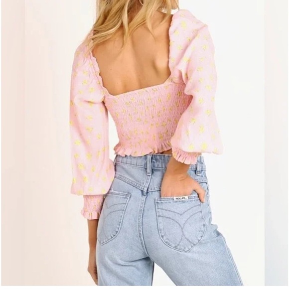 SOLD - Faithfull the Brand Light Pink Floral Blouse - Picture 4 of 6